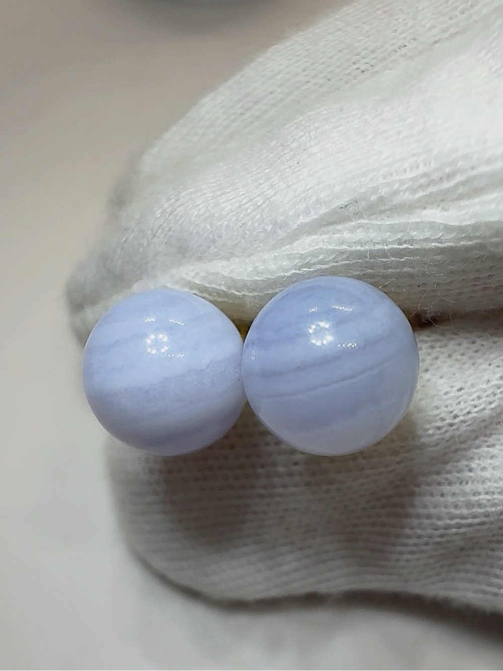 Stunning Blue Lace Agate Round Stud Earrings!